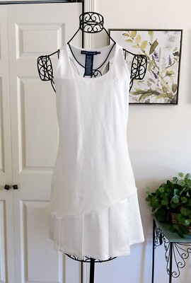 POLO RALPH LAUREN White Halter Racer Back Ruffle Hem Tennis Dress Size M |  eBay