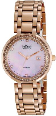 Burgi BUR055RG Swiss Quartz Diamond Bracelet Womens Watch