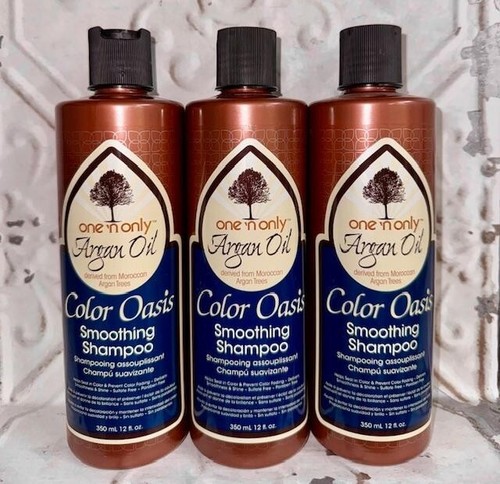 3 PACK ONE 'N ONLY COLOR CARE OASIS ARGAN OIL SMOOTHING SHAMPOO 12 OZ ANTI-FRIZZ