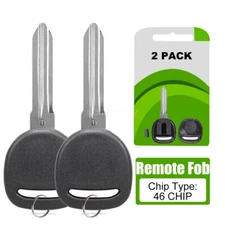 2 For Brand New Replacement Transponder Ignition Chip Key Uncut Blade Blank