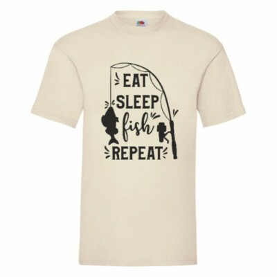 Eat Sleep Fish Repeat T Shirt Small-2XL