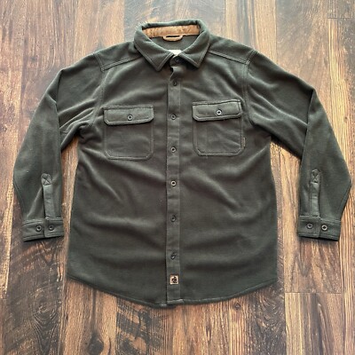 LEGENDARY WHITETAILS CHORE JACKET SHACKET FLEECE FLANNEL MENS LARGE GREEN  BUTTON