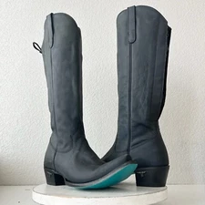 Lane Womens Olivia Jane Cowboy Boots Matte Black Leather Western Tall Size 10