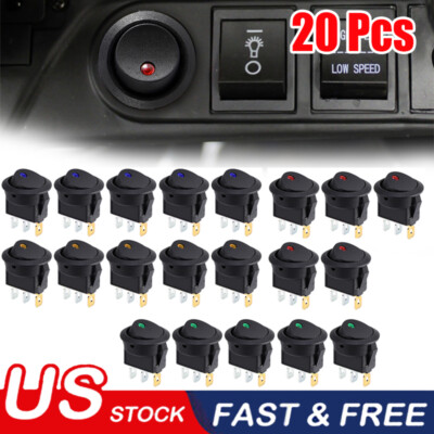20PCS ROCKER SWITCH Toggle 12V Led Light Car Auto Boat Round ON/OFF SPST 20 AMP - Foto 5