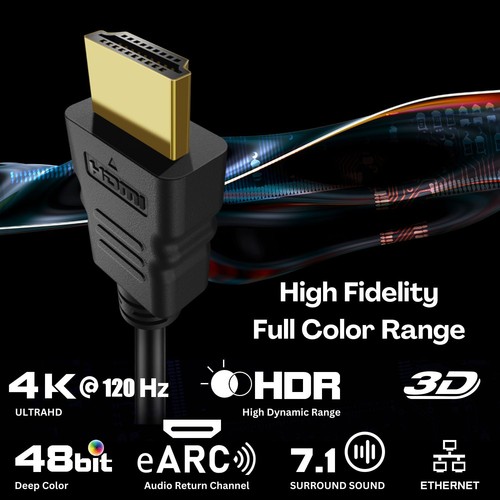 Cavo HDMI ad angolo retto (6FT) cavo HDMI 2.0 ad alta velocità supporta 4K60hz HDR 10 - Foto 4 di 8