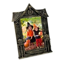 Isaac Jacobs 4x6 Haunted-House Shaped Picture Frame, Photo Tabletop & Wall...