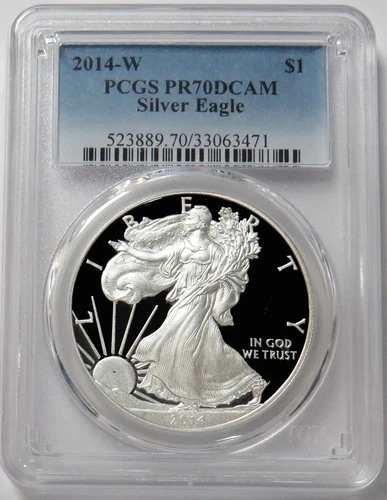 2014 W PROOF AMERICAN SILVER EAGLE $1 DOLLAR 1 OZ COIN PCGS PR 70 DCAM*