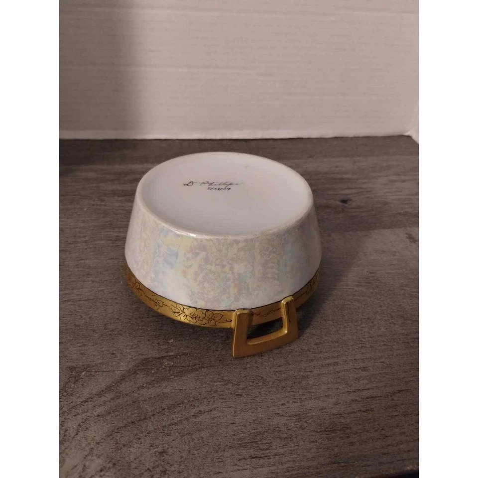 Banheira de manteiga 5" D. Phillips ouro e branco perolizado brilho mercadoria 28/09/27 - Imagem 4 de 4