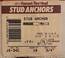 3/4 X 4-1/4 ITW Red Head JS-34C Stud Anchor Made in USA 3/4”-10 X 4.25 (10/PACK)