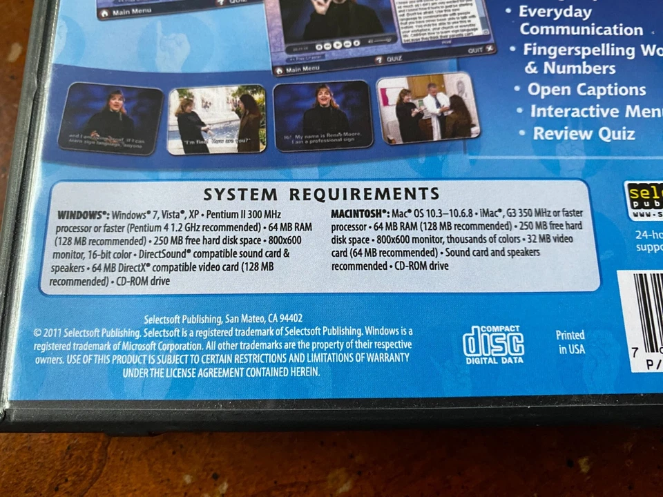 American Sign Language - QuickStart - 2011, Used, Very Good Cond, CD-Rom - Image 4 of 4