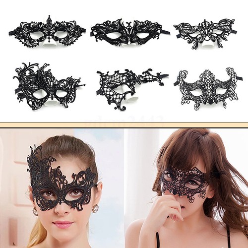 NEW Lace Masquerade Eye Mask BLACK Gothic Fancy Dress Ladies Hen Party Halloween - Picture 2 of 46