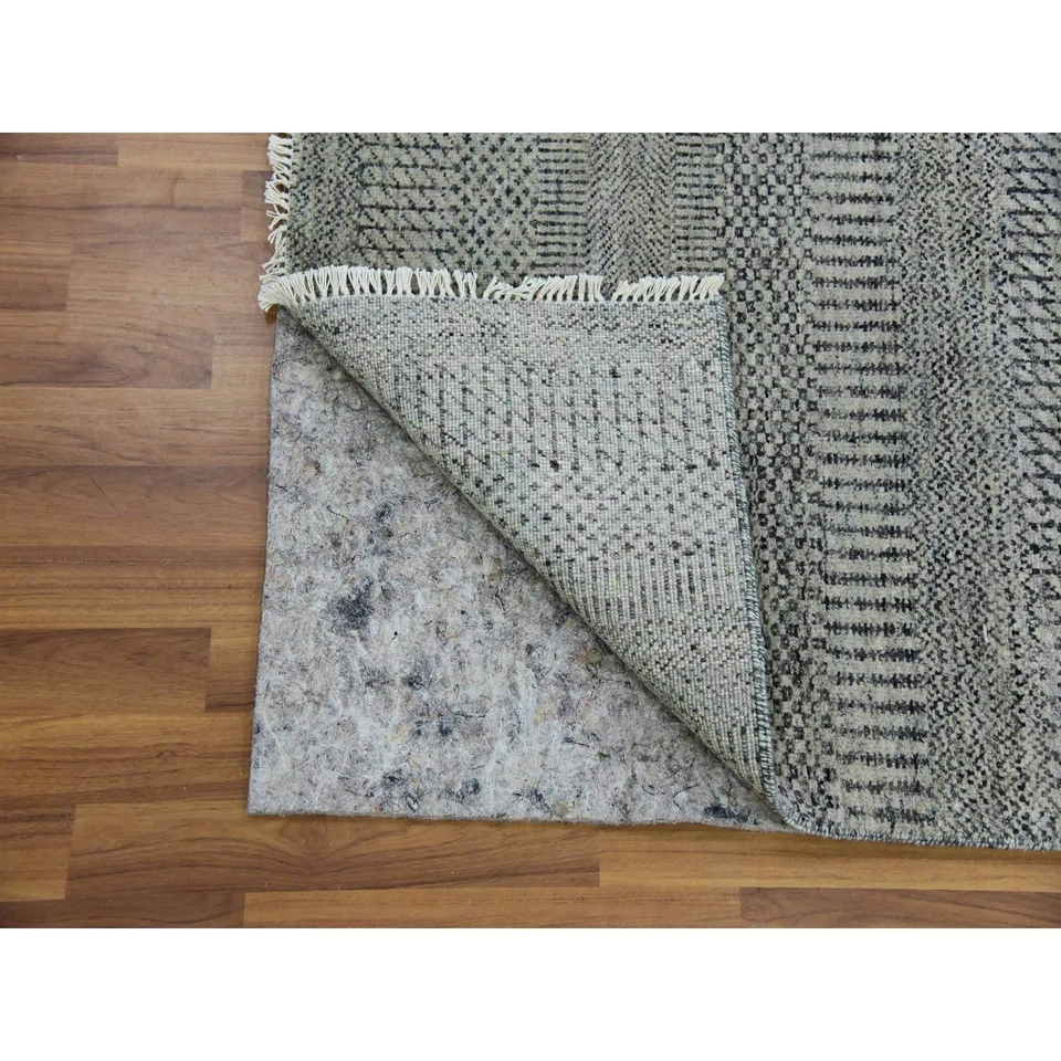 2'8"x20' Owl Gray Hand Knotted Grass Design XL Runner Undyed Wool Rug G79703 - Изображение 3 из 4