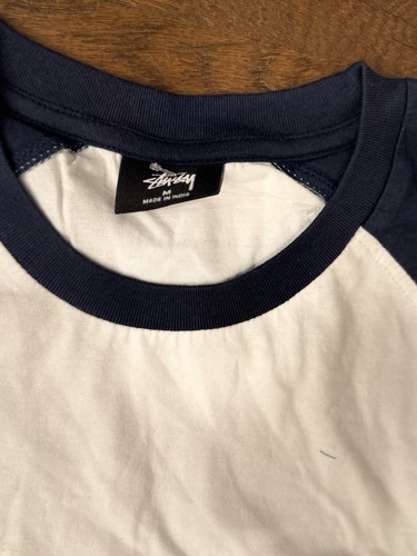 Stussy Global 1st Annual Tribal Gathering Navy manica lunga 3/4 media vintage - Foto 3 di 3