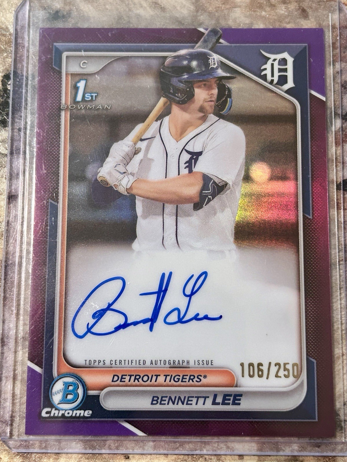 2024 Bowman Chrome - Prospect Auto Bennett Lee #CPA-BL Purple Refractor /250 RC