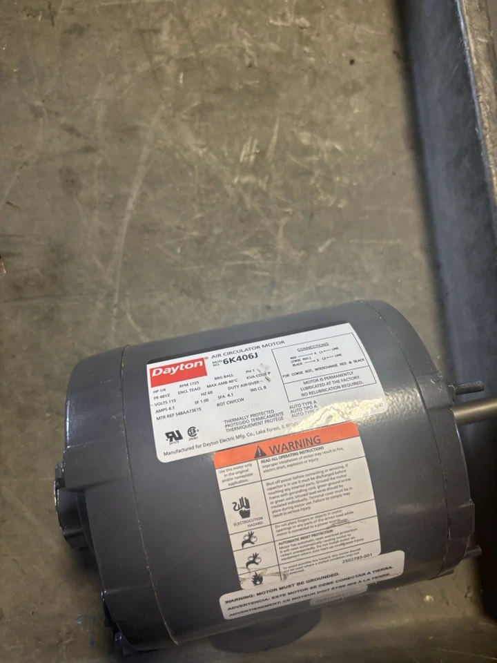 NEW NO BOX Genuine Dayton 6K406J Air Circulator Electric Motor 115v 1/4 Hp - Image 2 of 4