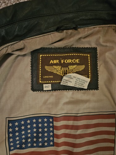 Chaqueta de vuelo de cuero vintage Landing Lanes, 4XLT, Fuerza Aérea, para hombre, marrón oscuro - Imagen 3 de 7