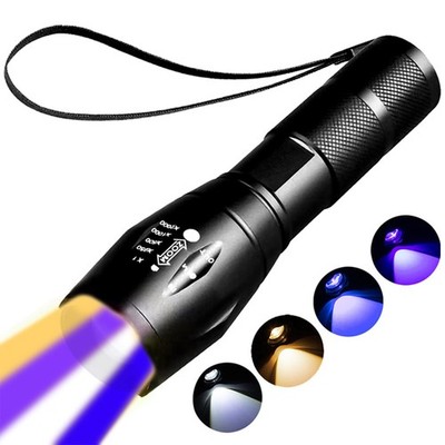 Rechargeable Multi-Function Flashlight - 4-in-1 UV, Black Light, & Blue/White...