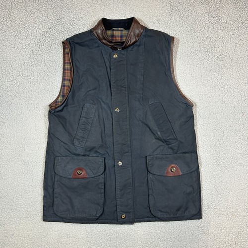 MICHAEL MORTELL COUNTRY Waxed Vest Plaid Fleece Full Zip Hunting Size Small