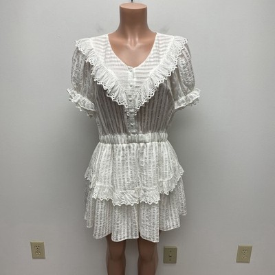 Moon River Eyelet Lace Tiered Mini Dress Womens White Ruffle Puff Sleeve Medium | eBay Moon River Eyelet Lace Tiered Mini Dress Womens White Ruffle Puff Sleeve Medium | eBay