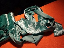 Dekoration Stoff Panne Samt Türkis viele lange Streifen Meer