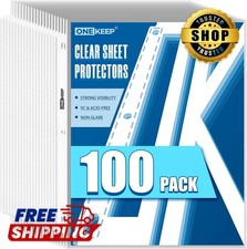 100 Pack Top-Loading Sheet Protectors, Reinforced 3-Hole Punched