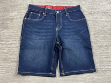 Levis Jean Shorts Boys 16 Blue Dark Wash Denim Adjustable New