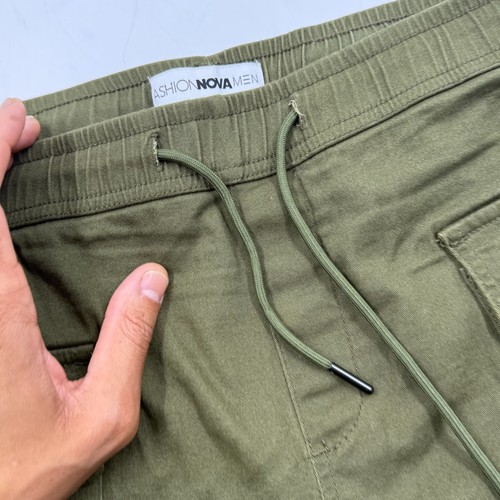 Fashion Nova Herren Cargo Jogginghose XXXL Oliv Stretch Baumwollmischung Relaxed Fit Hose - Bild 3 von 10