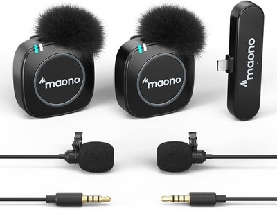 MAONO Ultra-Compact Wireless Lavalier Microphone with MFi Certified for iPhone