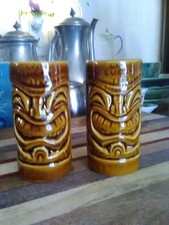 2-rare tiki farm lil lucky tiki brown shot glasses/mugs