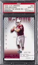 2002 UD GRADED MAKING THE GRADE RC-LEV.1 #92 JOSH MCCOWN PSA 9
