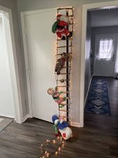 Santa Friends Climbing Ladder Christmas 7 Feet Nylon Plush Reindeer Light