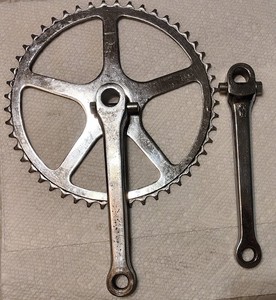 Vintage Nickelin/ Brampton Cottered Crankset  6.5", 1/2"×3/32".