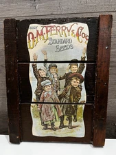 Vintage D.M. Ferry & Company Decoupage Vintage Scene On Wood Wall Hanging 9.5”