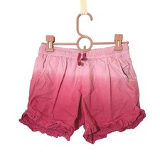 Lands' End Girls Pink Ombre Ruffle Hem Shorts Size L 10-12 Dip Dye Cotton Twill