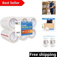 18 Rolls Heavy Duty Clear Packing Tape - 3.2mil, 60 Yards Each, for Shipping
