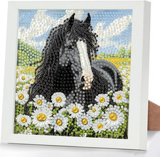 GHHKUD Horse Diamond Art Kits for Kids with Frame, Animal 5D Diamond Painting Ki