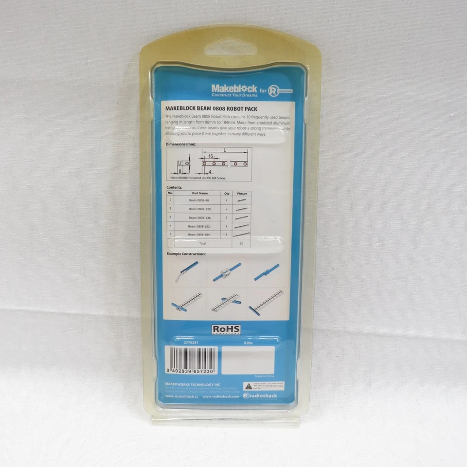 Vintage RadioShack Makeblock Beam Set 0808 Robot Pack NIP Blue - Image 4 of 4