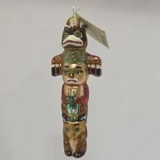 Old World Christmas "Totem Pole" Glass Ornament - 6" - 2006 - Box & Tag
