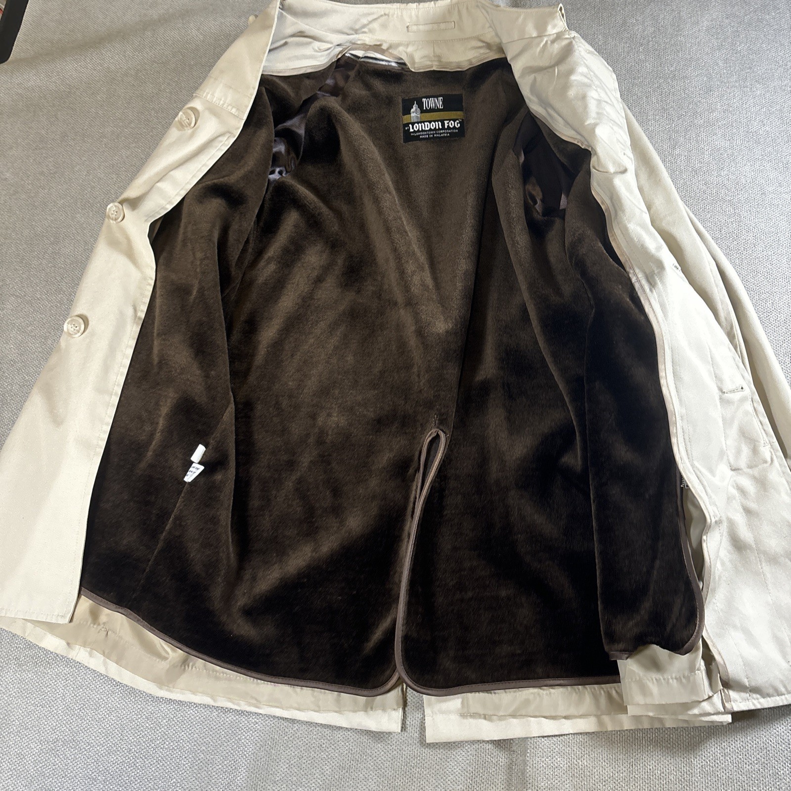 Men's TOWNE by LONDON FOG Trench Coat Jacket VINTAGE Removable Lining 38 Regular