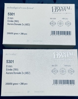 Swarovski 5328 8mm Erinite AB 2X 288 Austrian Beads Sealed pack