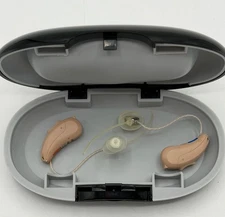 Rexton Emerald S Hearing Aids Pair w/ Case & Manuals Beige 312 Battery Tested