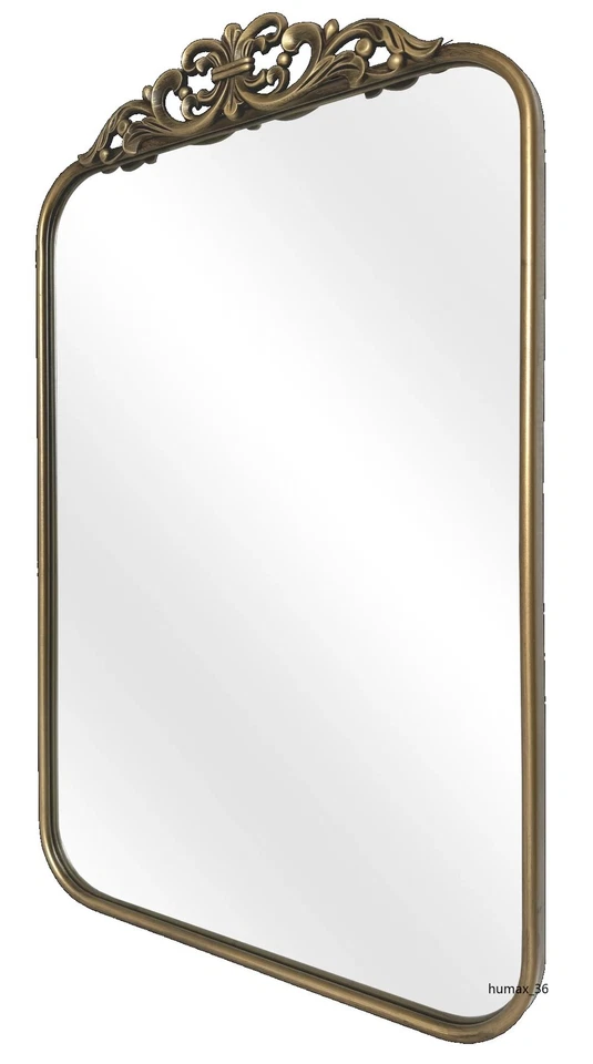 Espejo de pared corona bronce 21"x34" marco de metal barroco dormitorio pasillo entrada Foto 2 de 4