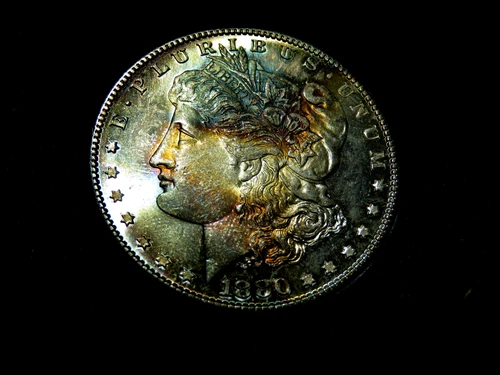 Jaw Dropping Beautifully Rainbow Toned Gem BU 1880S Morgan Silver Dollar O1
