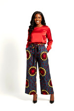 Handmade African Print Palazzo Pants Women’s Ankara Wide Leg Red Star Size 14 &6
