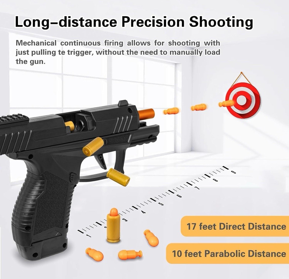 GX4 XL Shell Ejecting Soft Bullet Toy Gun - Green - Orange Tip - w