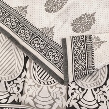 Sanskriti Vintage White-Black Pure Cotton Saree Digital Kalamkari Printed 5.5Yd