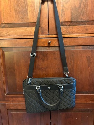 Knomo London Avignon Black Quilted Nylon Hand Shoulder Bag With Shoulder Strap