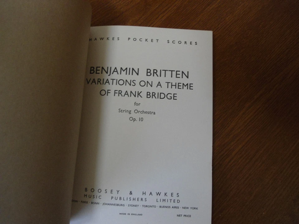 BENJAMIN BRITTEN Variations On A Theme Frank Bridge - Hawkes Pocket Scores No.64 - Image 2 of 4