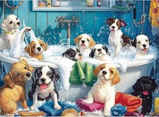 500 Piece Puzzle for Adults   Cute Dogs Bathing Jigsaw