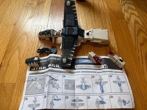 Star Wars Transformers Clone Pilot Republic Gunship Tiger Shark For Parts